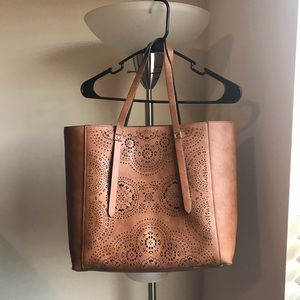 Chestnut brown laser cut tote bag